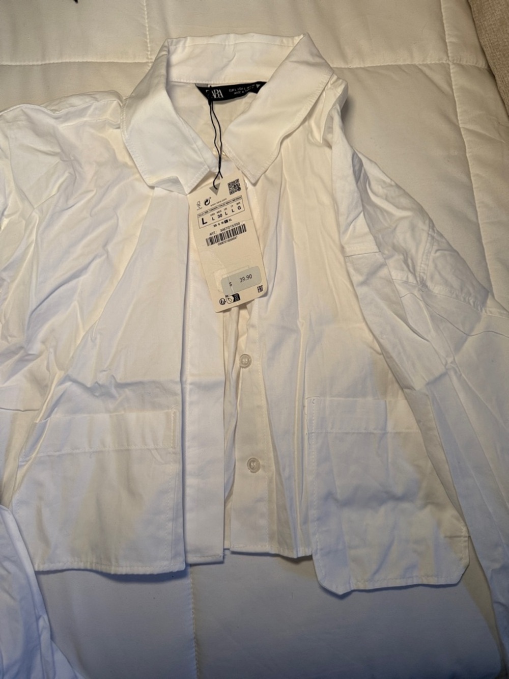 Zara Crop White Button-Up Shirt